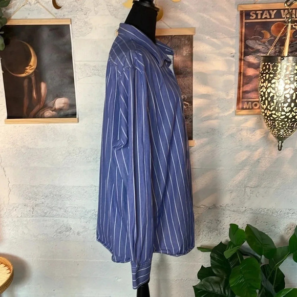 American eagle Blue white striped button down long sleeve shirt size XL - Picture 5 of 9